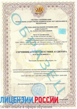 Образец сертификата соответствия аудитора №ST.RU.EXP.00005397-3 Курган Сертификат ISO/TS 16949